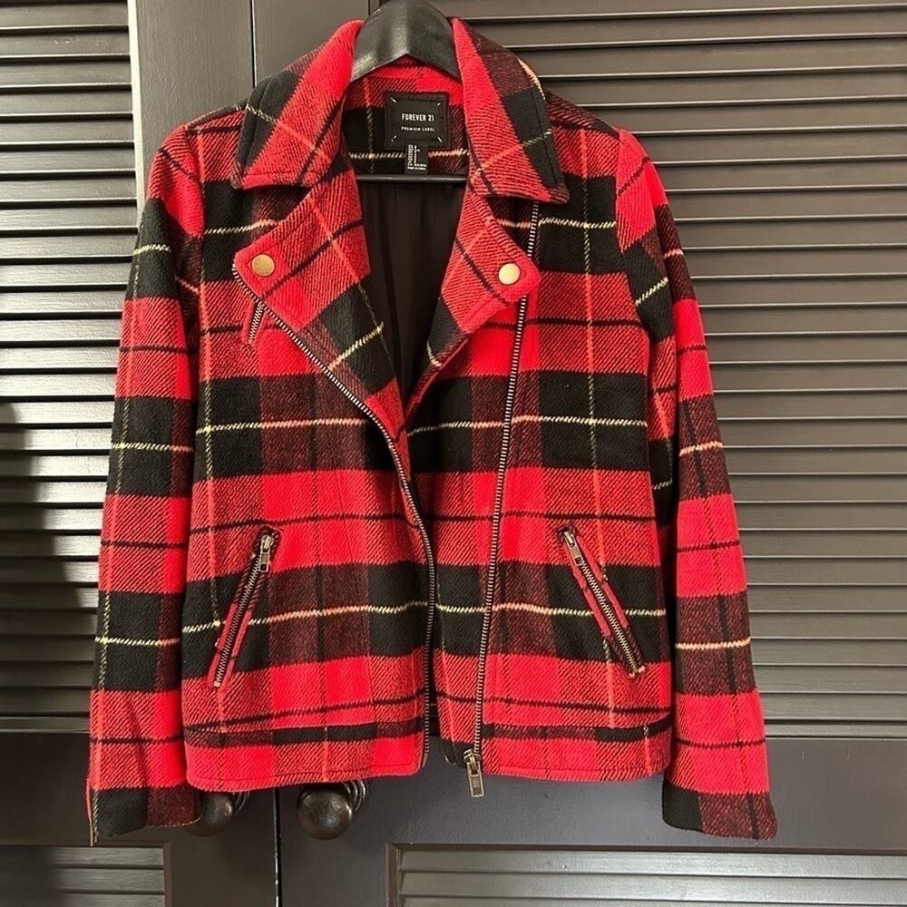 Forever 21 Premium Label Cabincore  Wool Blend Plaid Jacket, Size S